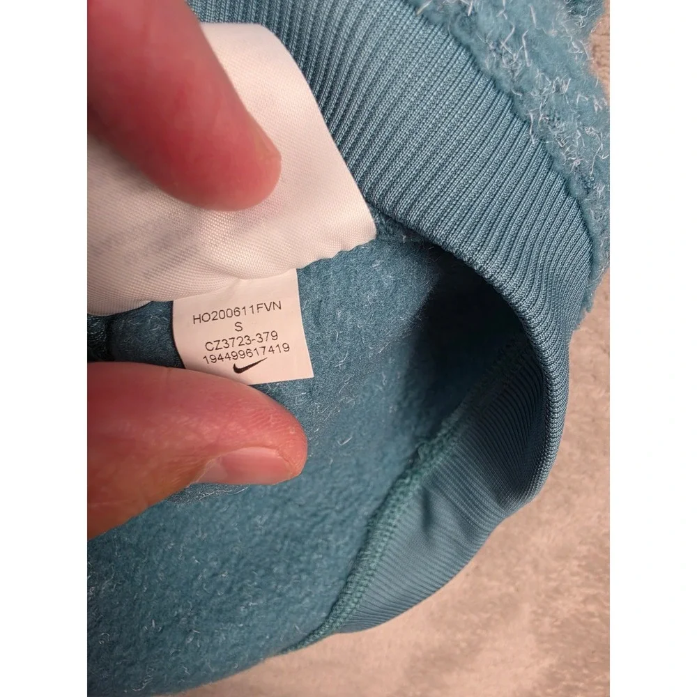 Nike Fleece Funnel Neck Pullover Sweatshirt Women S Teal CZ3723 Raglan Pocket